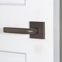 Viaggio QADMHMBLL_DD Quadrato Hammered Solid Brass Non-Turning Two-Sided Dummy Door Lever Set with Bella Lever and Quadrato Hammered Backplate - Satin Black