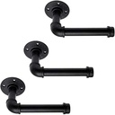 Industrial Pipe Toilet Paper Holder, DIY Vintage Rustic Paper Holder Towel Racks Heavy Duty Pipe Roll Tissue Holder with Mounting Screws for Bathroom, Bedroom, Kitchen (Black, 3)