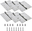 6-Pack 4.5 inch X 4.5 inch Heavy Duty Commercial Door Hinge Thickened, with Silent Steel Plain Ball Bearing, Thickness 3 mm Stainless Steel Door Hinges, Square Corners with 48 Screws, Silver