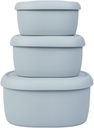 BLUE GINKGO Nesting Silicone Containers - Set of 3 Hard-Shell Silicone Food Storage Containers | BPA Free, Airtight, Dishwasher and Freezer Safe (6.7oz, 10oz, 20oz) - Grey