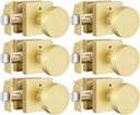 goldenwarm Gold Door Knobs Interior, Brushed Gold Door Knobs Square Privacy Door Knob for Bedroom Bathroom, Modern Heavy Duty Interior Doorknobs - 6 Pack Zinc-Alloy