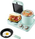 3 In 1 Breakfast Station, Electric Mini Toaster Bread Sandwich Maker, Breakfast Machine With Frying Pan, Boiling Pot, Food Steamer, Versatile Breakfasts Maker For Apartments Kitchenettes