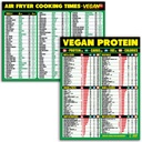 Vegan Air Fryer Cheat Sheet and Vegan Protein Cheat Sheet Magnet Combination Bundle - Extra Large Easy to Read Reference Guides for Air Frying and Vegan Protein Sources - Kitchen Accessories