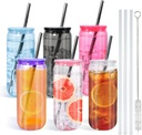 20 Oz Plastic Cups with Lids and Straws, 6 Pcs Acrylic Mason Jars with Lids and Stainless Steel Straws for DIY Decorate Mugs Drinking for Water Beverage Beer, Colored
