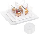 EUSOAR Clear Cupcake Boxes, 18 Pack White Rectangle Treat Dessert Containers 4 Count with Gift Ribbon, Plastic Cupcake Carrier Cookies Muffins Pastry Holder for Wedding Birthday Favors Bakery