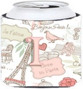 Caroline's Treasures CJ2002-ICC Letter I Love in Paris Pink Can or Bottle Hugger Cooler Washable Drink Sleeve Collapsible Beverage Insulated Holder, Can Hugger, Multicolor