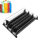 Drink Organizer for Refrigerator, Soda Can Organizer for Fridge, 3 Rows Labor Saving Drink Dispenser, Automatic Drink Beer Beverage Containers for Kitchen Supermarket(Black)