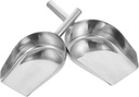Luxshiny 2Pcs Stainless Steel Ice Cube Shovel Flat Grain Food Scoop for Kitchen Bar Dessert Seamless Welded Multi Purpose Household Scoop