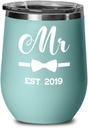 Mr Est 2019 Wine Tumbler Gift for New Husband Cute Mr Mug Wedding Gifts for Groom Gifts for Men Funny Coffee Tea Cup Mr Mrs Gifts