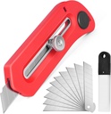 Silicone Cartridge Tip Cutter with Comfortable Silicone Cover, Stainless Steel Retractable Blade, Utility Knife for Caulking Tube Snipping, Includes 10 Extra SK5 18mm Blades,Caulking Gun Accessory