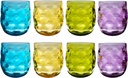 QG Clear Colorful Acrylic Plastic 14 oz. Drinking Glass Rock Tumbler Set of 8 in 4 Assorted Colors