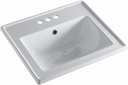 6574-43 Rectangle 20" Drop in Bathroom Sink With Overflow, 4" Faucet Holes Lavatory (Faucet Exclude), cUPC Certified Glazed Vitreous China Vanity Sink Tops in Stately Design