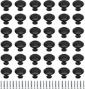 36 Pack Round Cabinet Knobs 1.05 Inch Drawer Pulls with Screws for Kitchen Cabinet Knobs Dresser and Door Handles Knob, Black