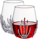 Stemless Skeleton Wine Glasses Set of 2 17oz 5 Inch Tall Gothic Drinking Cups for Skeleton Gifts Spooky Décor Graveyard Themed Parties Seasonal Entertaining and Unique Wine Gift Sets