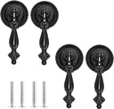 Biaungdo 4 Pack Antique Cabinet Pulls, Cabinet Pull Handle Knobs, Zinc Alloy Antique Decorative Handle Drawer Cabinet Teardrop Pull Knobs with Mounting Screws - Black