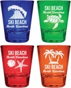 R and R Imports Ski Beach North Carolina Souvenir 4-Pack Multicolor Engraved Round Shot Glasses Beach Set
