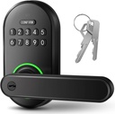 Smart Keypad Door Lock with Handle, Keyless Entry Door Lock for Front Door, Bedrooms, Electronic Door Knob with Code, Durability Door Lever - Easy Installation, Black