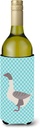 Caroline's Treasures BB8075LITERK Buff Grey Back Goose Blue Check Wine Bottle Hugger Bottle Cooler Sleeve Hugger Machine Washable Collapsible Insulator Beverage Insulated Holder