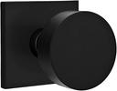 Square Rosette Door Set with Disc Knobs Passage in Matte Black