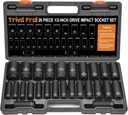Metric Impact Socket Set 1/2" Drive - Trivd Frol 26 Piece Deep Impact Socket Set 1/2" Drive, Metric Socket Set 10mm to 36mm Large Socket Set, Impact Driver Socket Set, Cr-V Steel, Double Lock Case