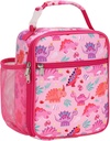 Kids Lunch Bag Girls - Insulated Kids Lunch Box Reusable Girls Lunchbox with Water Bottle Holder Toddler Lunch Tote Bag for School Daycare, Pink Dinosaur