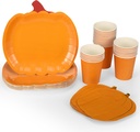 Skylety 72 Pcs Thanksgiving Party Tableware Set Include Pumpkin Paper Plates and Napkins Cups Party Supplies Disposable Fall Harvest Dinnerware Set for Autumn Holiday Thanksgiving Table Decorations