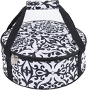 Lestyn Round Portable Insulated Thermal Dish Pie Cake Transport to Keep Food Hot/Cold/Fresh for Church Lunch, Potlucks Parties Gathering,Cookouts,Outdoor Events (black/White, 12.2x12.2x4.3 In.)