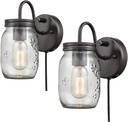 DIRYZON EUL Vintage Mason Jar Light Fixture Clear Glass 2-Pack Wall Lights Oil Rubbed Bronze
