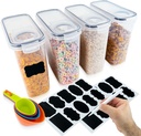 ABaten Cereal Containers Storage - Food Storage Containers with Lids 4 Piece Airtight Food Storage Containers Set 4L Sugar Container for Kitchen & Pantry