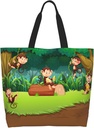 Monkey Animals Canvas Tote Bag Cute Shoulder Bag Handbag Casual Animal Grocery Bags Monkey Bag for Outdoors