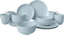 Yoshy 16-Piece Blue Bone China Dinnerware with Lightweight Durable Chip Resistant Design Service for 4
