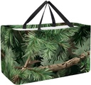 Large Utility Tote Bag Green Forest Tree Branches and Leaves Reusable Foldable Grocery Bag Heavy Duty with Sturdy Handles