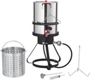 VEVOR Turkey Deep Fryer, 30-qt Turkey Fryer Boiler Steamer Cooker Set, Outdoor Aluminum Seafood Frying Pot, 54,000 BTU Burner Propane Gas Boiler, Includes Basket, Perforated Poultry Rack, Thermometer