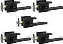 goldenwarm Matte Black Door Handles Interior, Zinc Alloy Heavy Duty Privacy Door Levers for Bedroom, Contemporary Bathroom Interior Door Handles Bulk (5 Pack)