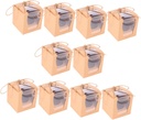 STOBAZA 10Pcs Muffin Box with Window Elegant Kraft Paper Cupcake Containers for Showers and Birthdays Lightweight and Packaging for Baked Goods