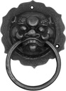 Antique Ring Door Knocker, Antique Lion Head Door Knocker，ic Brass Front Door Handle，Anti- Pure Copper Door Decoration Accessories，No Punched/Brass (Color : Black)(Color:Black)