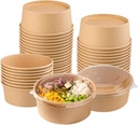 Galashield Disposable Bowls with Lid | Meal Prep Paper Bowls | To Go Salad Ramen Food Containers with Lids (33 oz - 25 Sets)