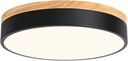 Dimmable Modern Wood Ceiling Light, Black LED 5CCT 2700K-6000K Flush Mount Ceiling Lighting Fixture, Round Light Fixtures for Kitchen Entryway Hallway Bedroom Laundry Room-11.8in