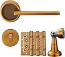 Door Knob Lever Metal Magnetic Door Lock Door Levers Door Handle with Key for Bedroom Bathroom Study Room Hallway Door Lock with Handle (Color : Gold Set+3 Pack Letter Page)
