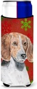 English Foxhound Red Snowflake Christmas Ultra Beverage Insulators for slim cans