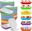 120 Pcs 6 Colors Paper Food Trays Grease Proof Food Serving Trays Multicolor Hot Dog Nacho Split Boats Durable Paper Foods Tray Dispenser for Holds Nachos Fries Corn Dogs BBQ Picnic (2 Lb)