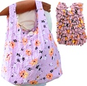 Expandable Shopping Bag, Reusable Grocery Bags Flowers, Floral Shopping Bags, Stretchy Foldable Fabric Bag, Shrink Totes