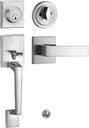TOGU Heavy Duty Door Handleset with Single Cylinder Deadbolt Lockset,Solid Entry Lever Door Handle Door Leverset for Home Exterior Doors,Easy Installation,Satin Nickel