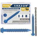 35Pcs 1/4 x 2-3/4 in Concrete Screws with Drill bits,Masonry Screws for Concrete Assortment Kit,Hex Head Block Cement Stacoo Screws and Anchors,Diamond Point,Blue Coated(1LB)