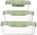 Food Containers Set with Lids Airtight - Plastic Lunch Bento Boxes - Meal Prep Containers, Microwave, Dishwasher, and Freezer Safe (Green)