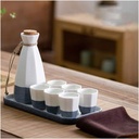 Pure Color Ceramic Japanese Sake Set Handicraft Sake Cup Cold/Hot/Tea/Sake Cup Japanese Sake Set Blue Pink Small Sake Cup Wine Bottle (Size : A)