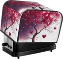 4 Slice Toaster Cover with Two Pockets for Storing knife Super Soft Appliance Covers Romantic Hearts Leaves Tree Dust Cover for Kitchen Small Oven-Cover Kitchen Bread Machine Protector Covers