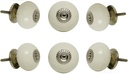 TRINCA-FERRO Set of 6 Ceramic Round White Door Knobs Interior/Exterior Knobs for Drawer Pull Cabinet Dresser Drawers Decorative Modern Kitchen Cabinets Knobs for | Office | Bedroom | Bathroom |