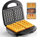 KEENSTAR 3 in 1 Electric Sandwich Maker, Waffle Maker with Removable Non-Stick Plates, Grill with Double-Sided Heating, Easy to Clean and Store, Perfect for Cooking Breakfast, Grilled Cheese and Steak
