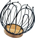 Delicate Mug Shape Coffee Pods Basket Practical Iron Countertop Container With Wood Stand For Home Decoration